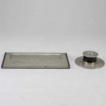 FOLKE ARSTRÖM, two pewter pieces, 1930's.