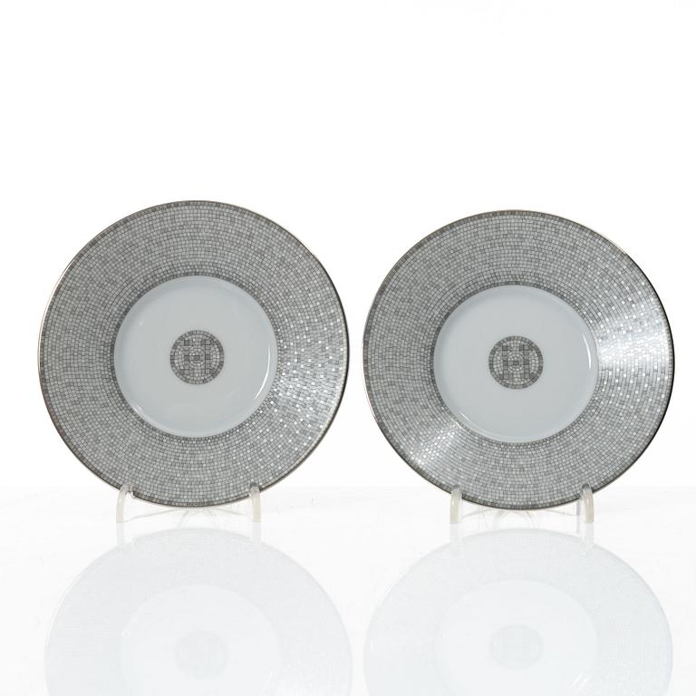 Hermès, cups with saucers, a pair, "Mosaique au 24".