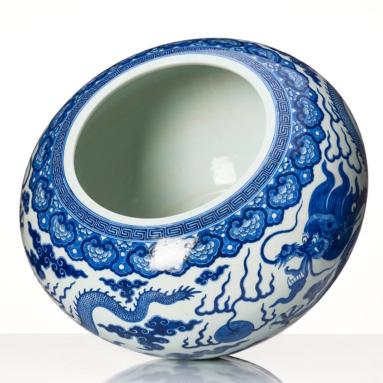 A massive blue and white jardiniere, Qing dynasty with Daouguang seal mark.