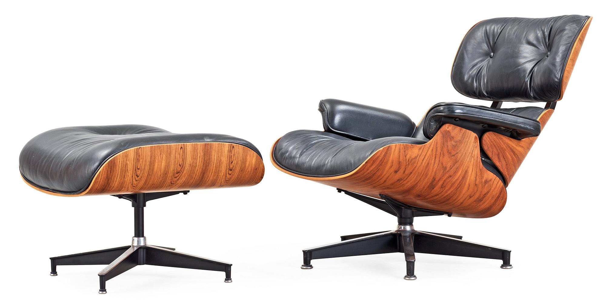 A Charles & Ray Eames 'Lounge Chair and Ottoman', Herman Miller, USA 1970's.