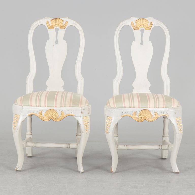 A pair of late 19th century rococo style chairs.