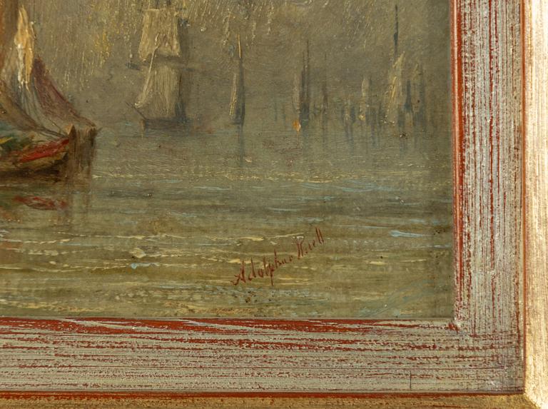 Adolphus Knell, Boats at anchor, a pair.