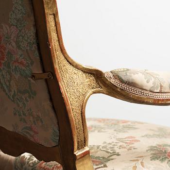 A Swedish Rococo armchair by Olof Höglander (master in Stockholm 1745-65).