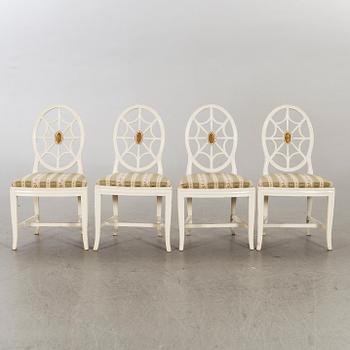 Four first half of the 20th century gustavian style chairs.