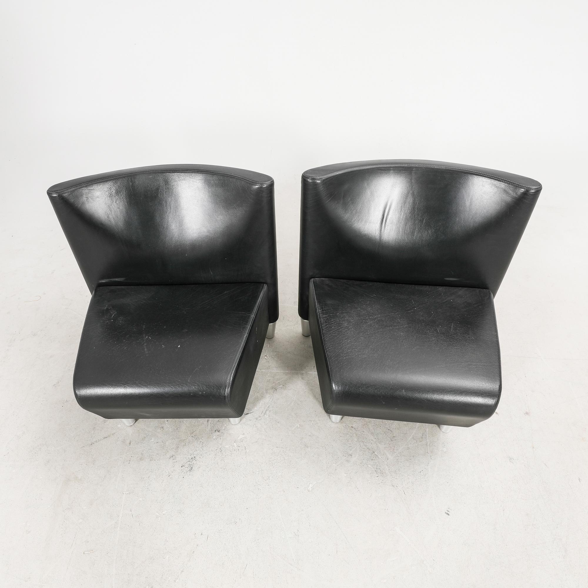 A set of eight leather easychairs by Erik Jørgensen Møbelfabrik, Svendborg, Denmark.