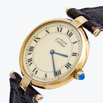 Cartier wristwatch, gilded silver, "Must de Cartier", 30 mm, quartz movement.