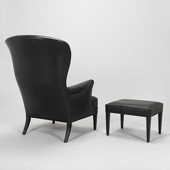 Frits Henningsen, fåtölj, "Heritage Chair", modell "FH419", och fotpall, Carl Hansen & Son, Danmark.