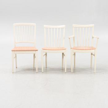 Carl Malmsten, two armchairs and six chairs, Bodafors, second part of the 20th Century.