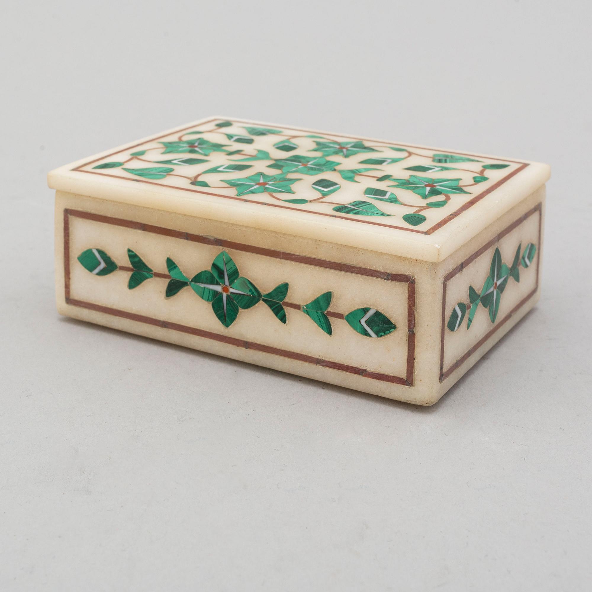 A 20th century malachite and marble box.