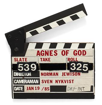 17. FILMKLAPPA, från inspelningen av filmen "Agnes of God", ("Agnes av Gud"), USA 1985. Regi: Norman Jewison.