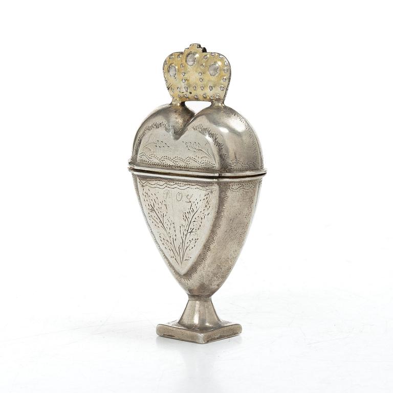 Scent box, silver, possibly mark of Elling Olai Johansen, Stavanger, Norway, 19th century.
