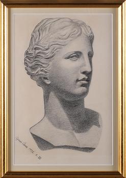 AGNES CLEVE, kolteckning, signerad och daterad 1892.