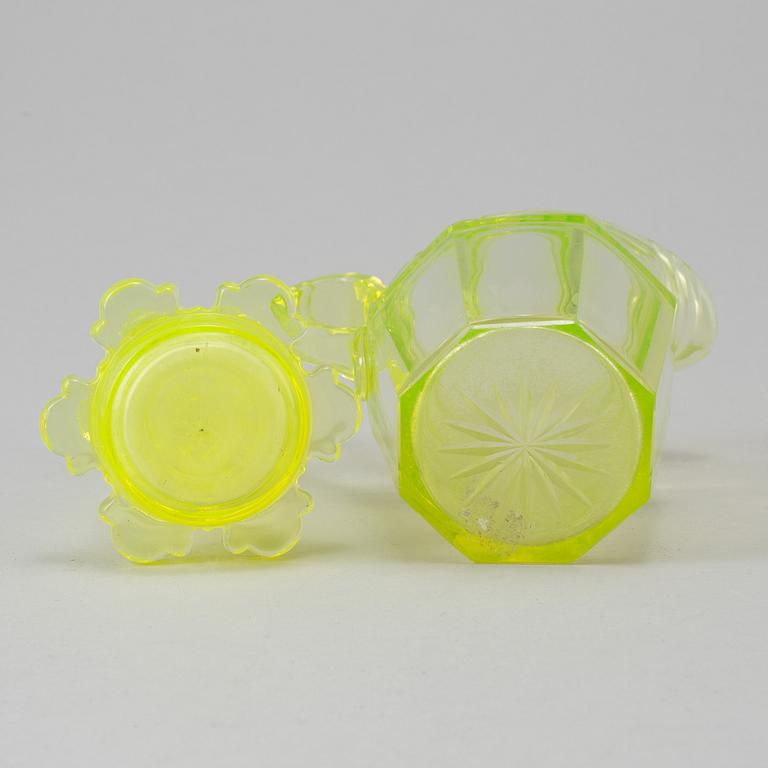 A glass flacon and jug late empire mid 19th century.