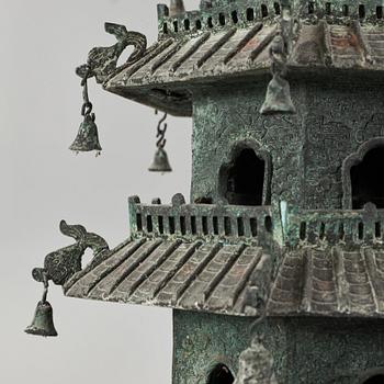 A large bronze pagoda, Qing dynasty (1644-1912).