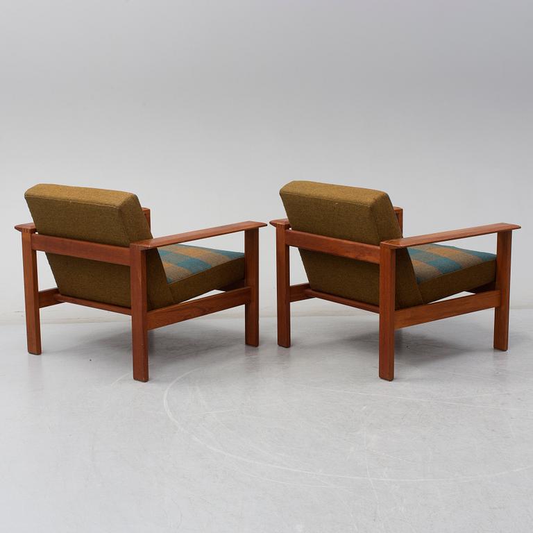 A pair of 'Kubus' easy chairs by Gerhard Berg for Stokke, Norway.