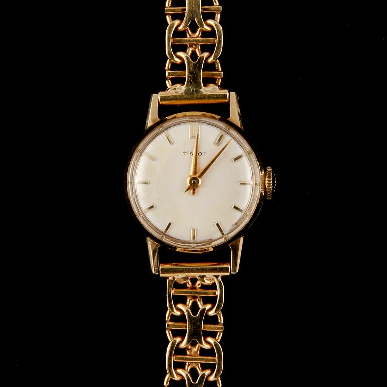 ARMBANDSUR, dam, 18 k guld, Tissot, 1960-tal, total vikt 23 g.