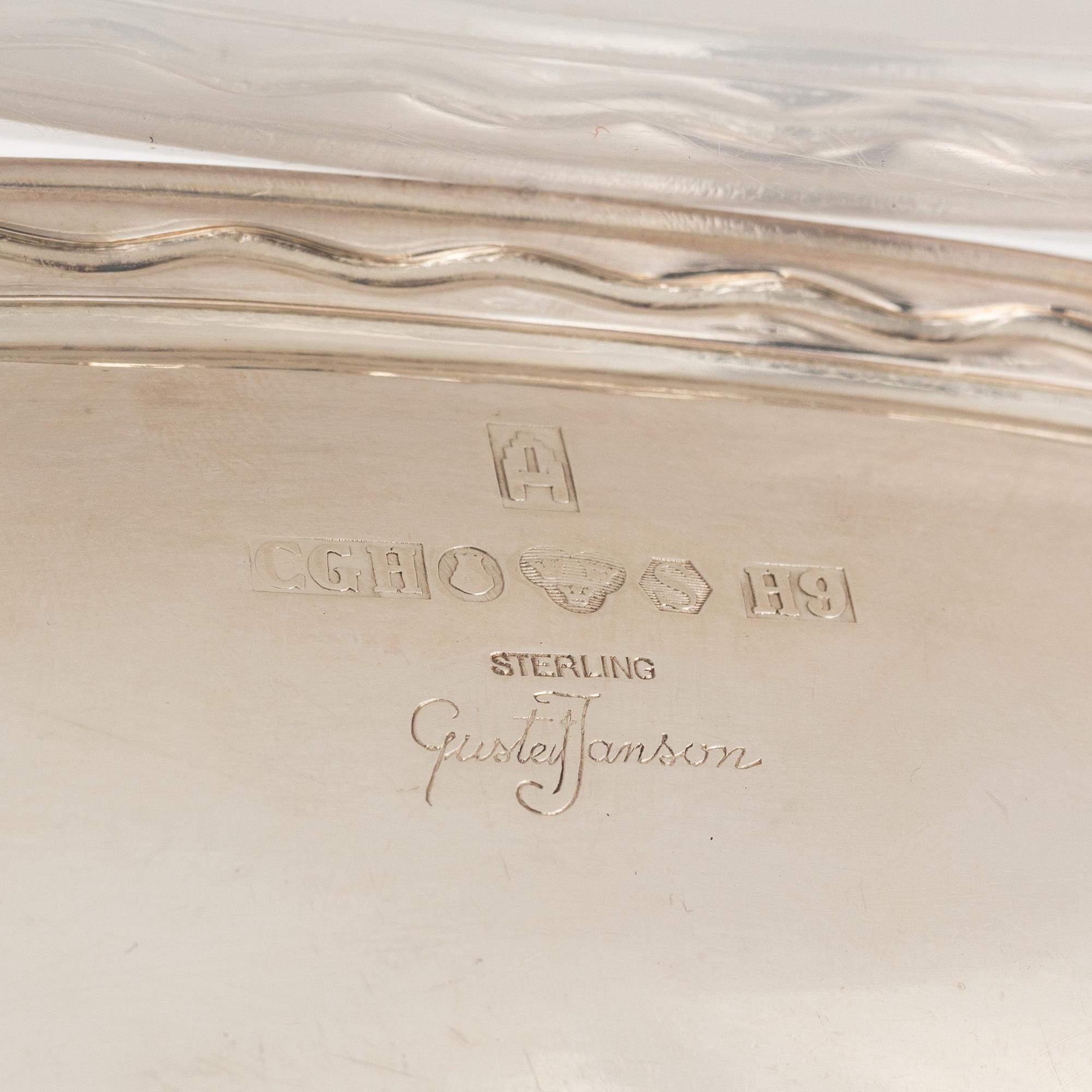 Bägare, 7 st, samt fat, 3 st, silver, 1900-tal, bl a Gustaf Janson CG Hallberg, Stockholm 1958.