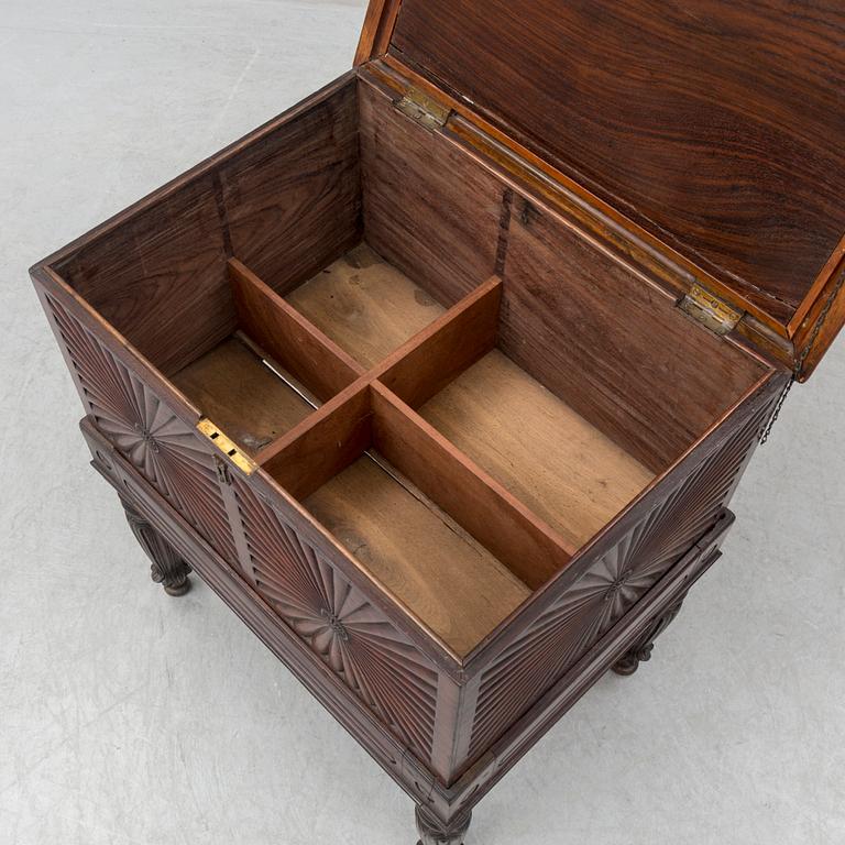 A 19th century mahogany casket.