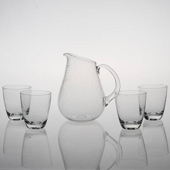 KANNA med DRICKSGLAS, 4 st, glas, design Gunnel Nyman, Notsjö. Formgivna 1947.