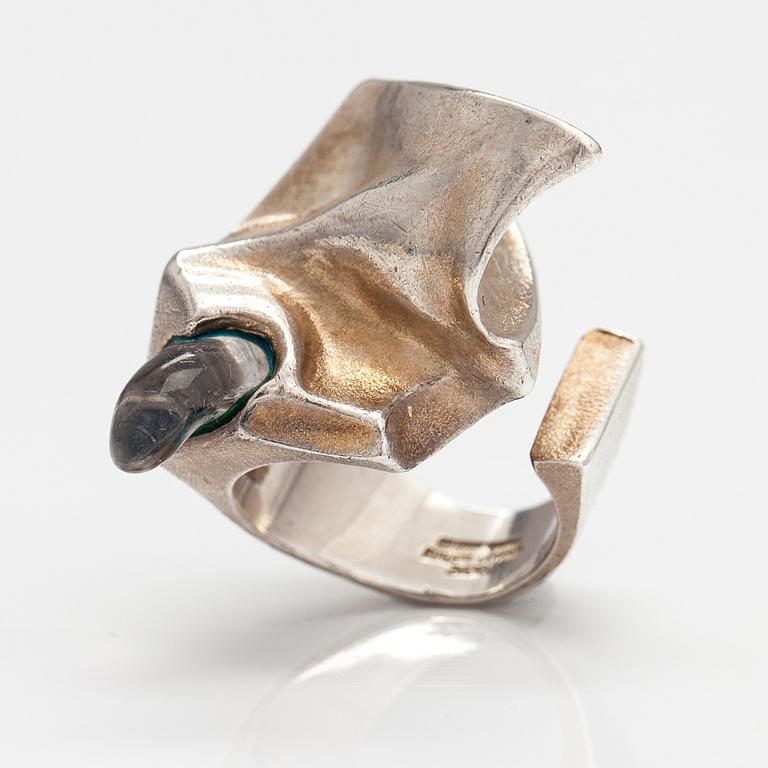 Björn Weckström, "Creature's eye", a sterling silver and acrylic ring. Lapponia 1974.