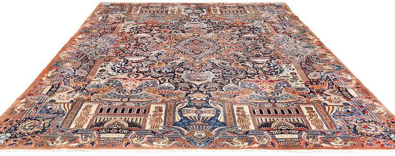 A figural Kashmar carpet, c. 352 x 247 cm.