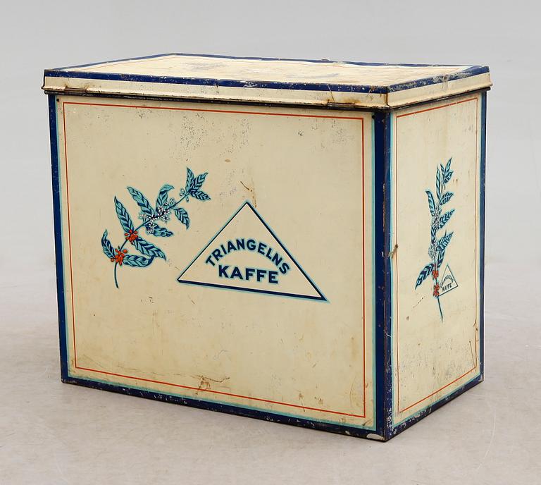 KAFFEBOX, plåt, Triangelns Kaffe, 1900-taltes mitt.