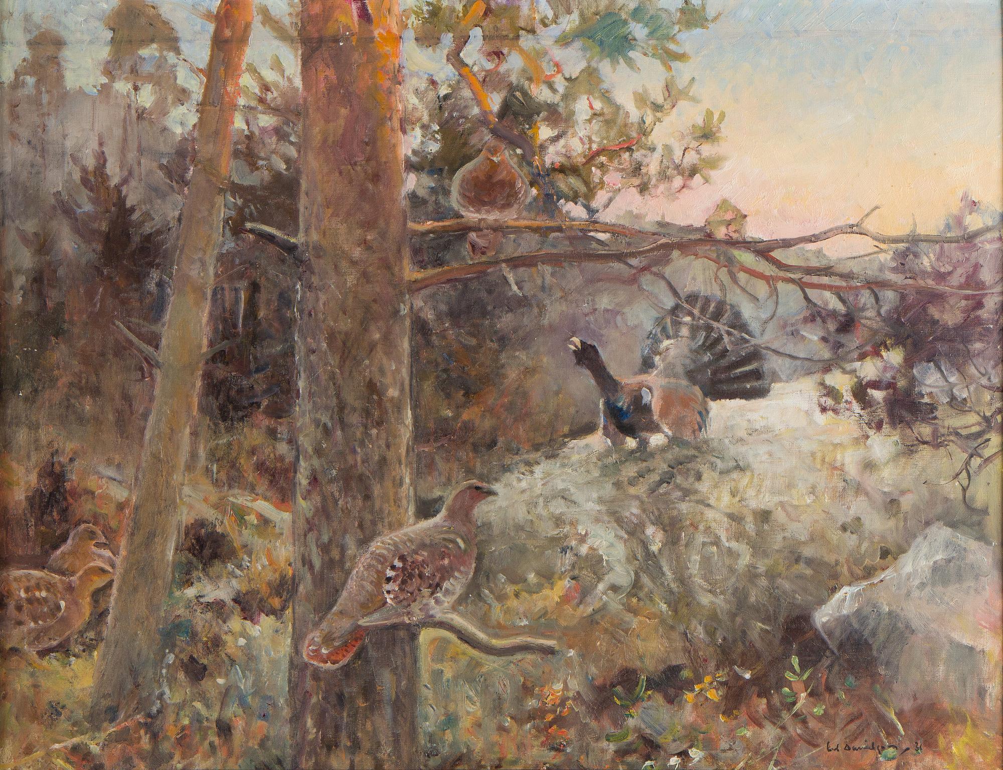 Emil Edvard Danielsson, Capercaillies in a Forest.