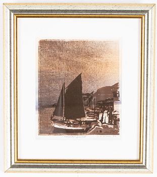 Lars Lerin, wood cut, coloured, signed and dated -94.