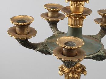 KANDELABRAR, ett par, senempire, Frankrike, 1800-talets första hälft.