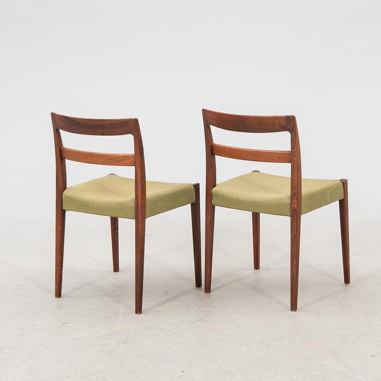 A Nils Jonsson jakaranda dining group 7 pcs Troeds Bra Bohag, Bjärnum, mid-20th century.