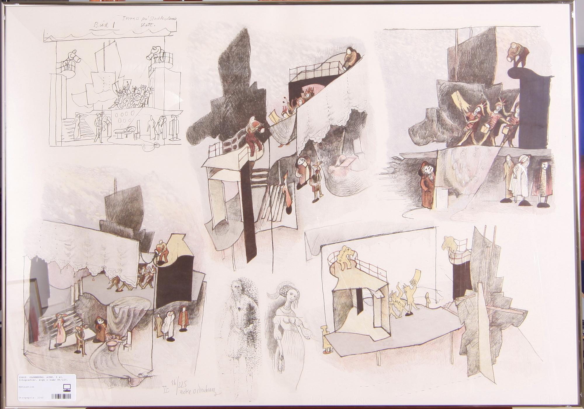 OLDENBURG, ACKE, 9 st, litografier, sign o numr 86/225.