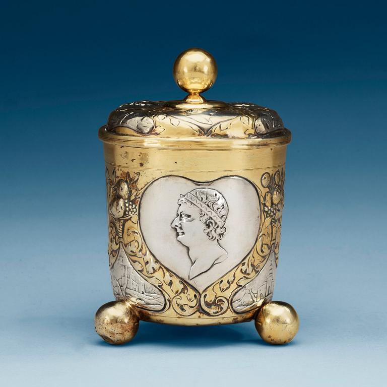 A german 18th century parcel-gilt, makers mark of Simon Wickert, Augsburg (1691-1708).