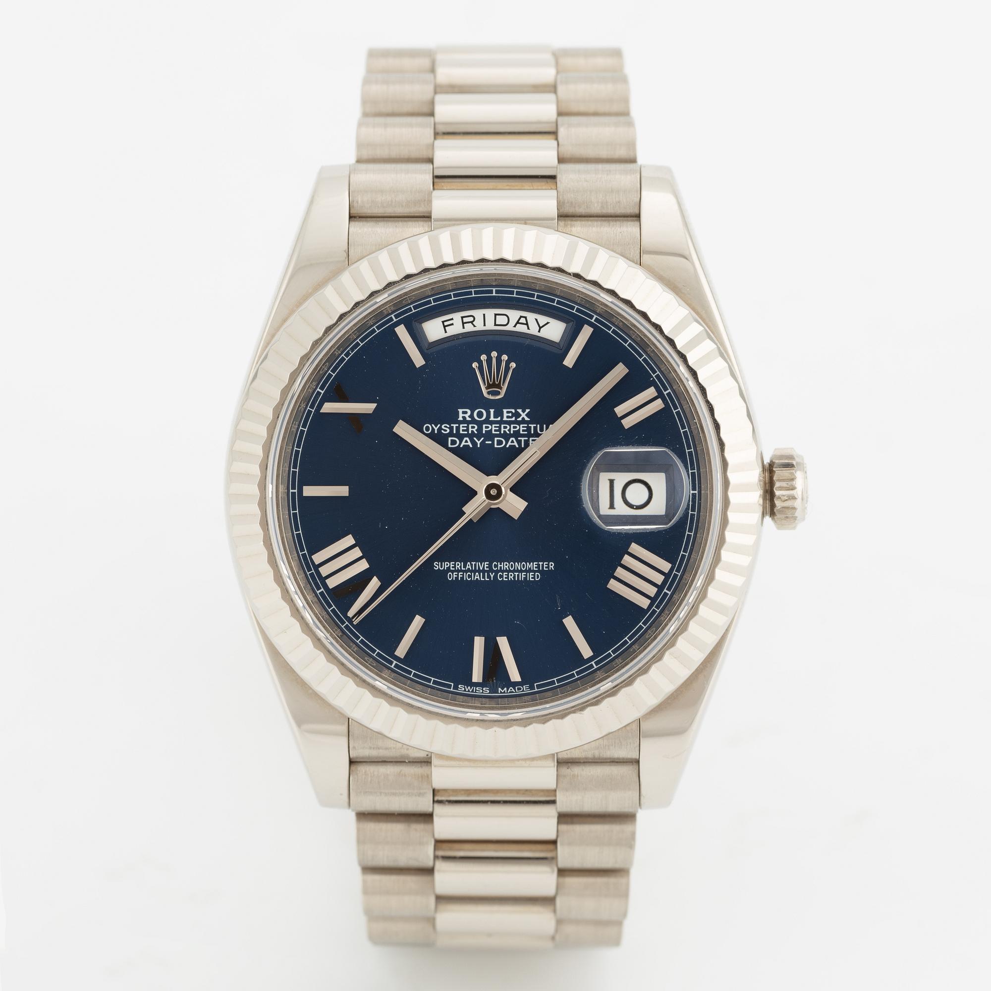 Rolex, Oyster Perpetual, Day-Date 40, wristwatch, 40 mm.