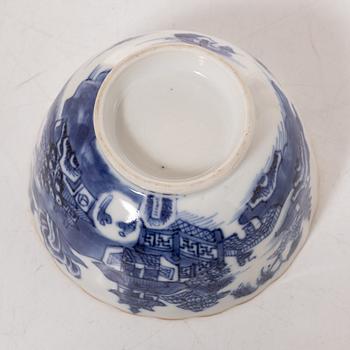 A group  of three serving dishes, a serving bowl, a cup, and seven plates, porcelain, including China 18th century.