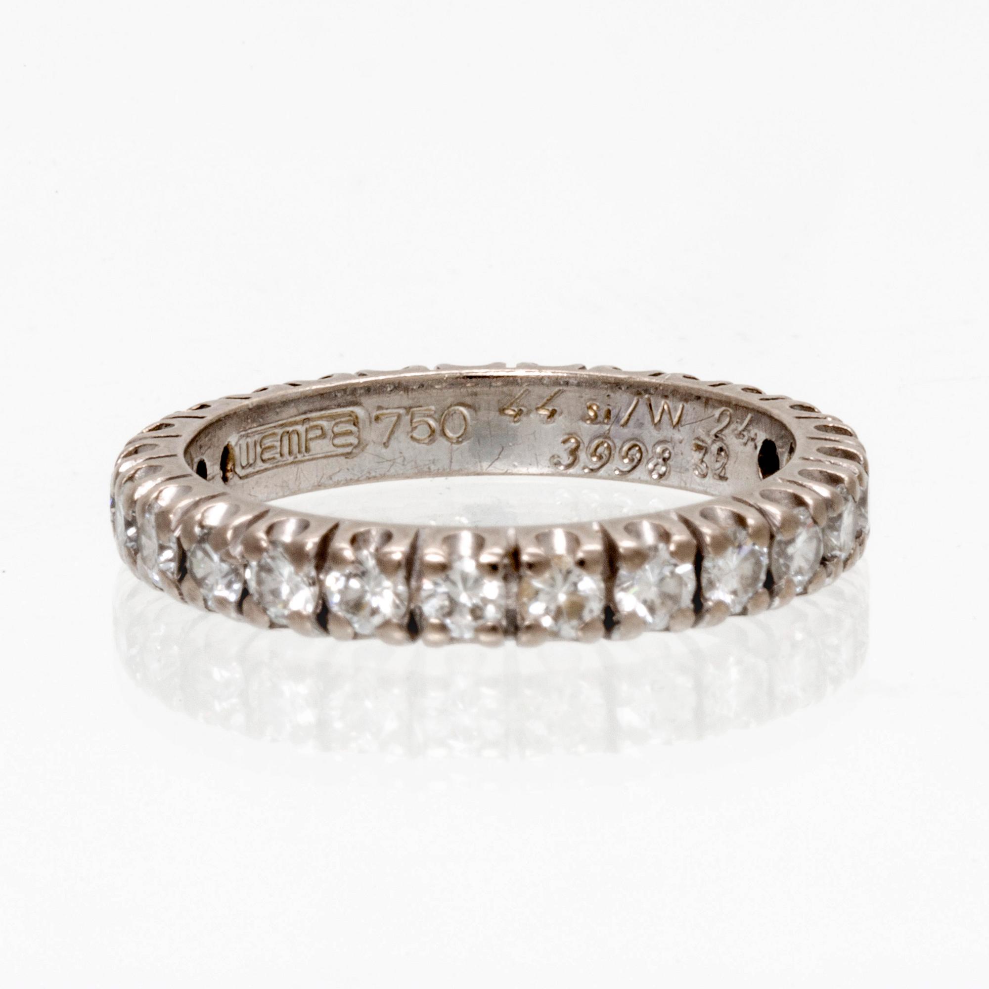 Helaliansring ca 1ct 18K vitguld, storlek 15,75/49,5.