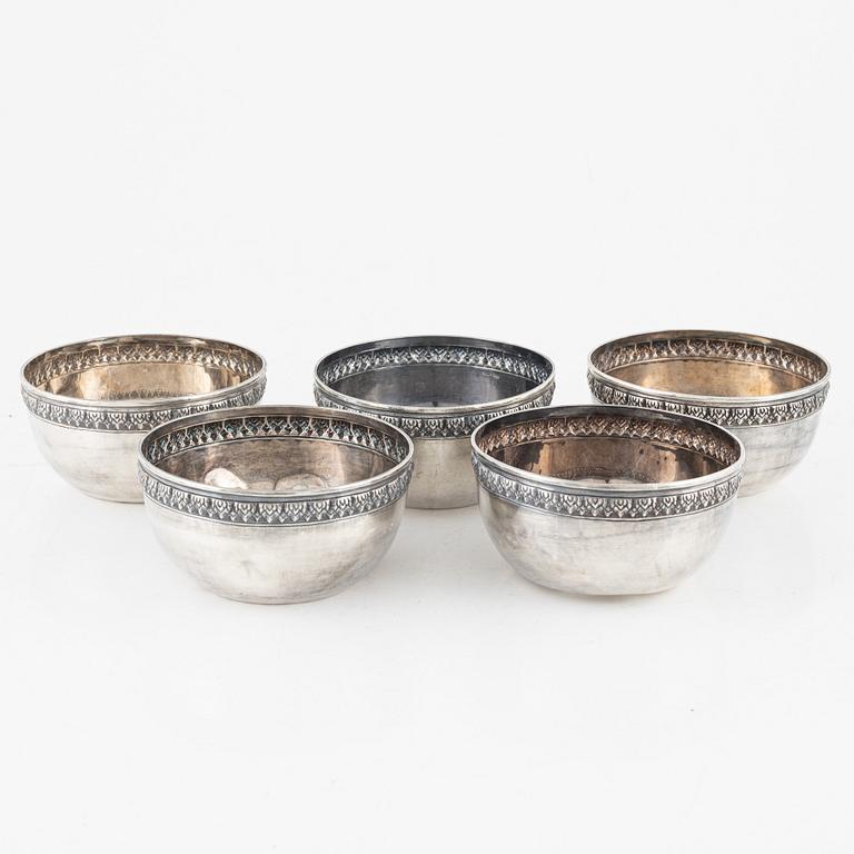 Skålar, 5 st, sterling silver.