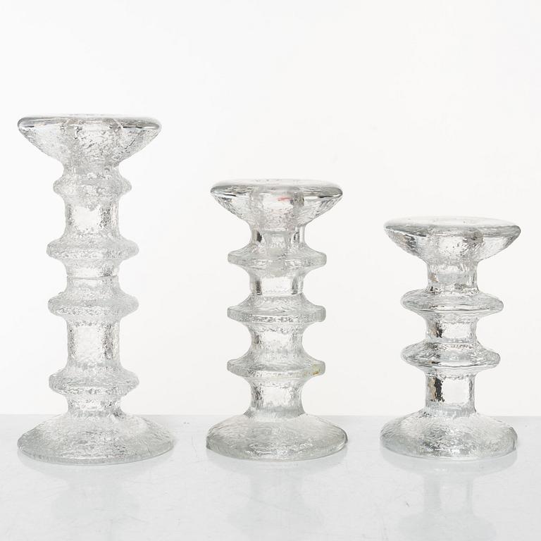 Timo Sarpaneva, a set of ten 'Festivo' glass candlesticks, Iittala, Finland.