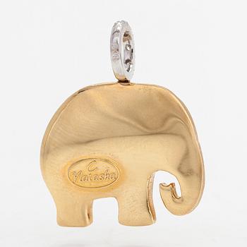 Hänge, elefant, 18K guld, diamanter totalt ca 0.19 ct, Natasha C Jewelry.