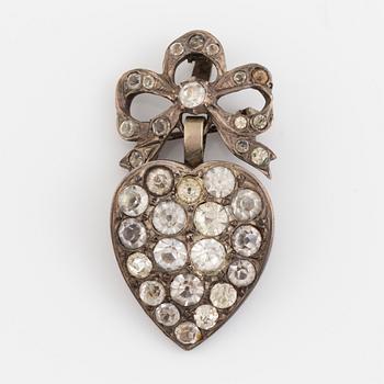 Silver and paste heart brooch, possibly Austria.