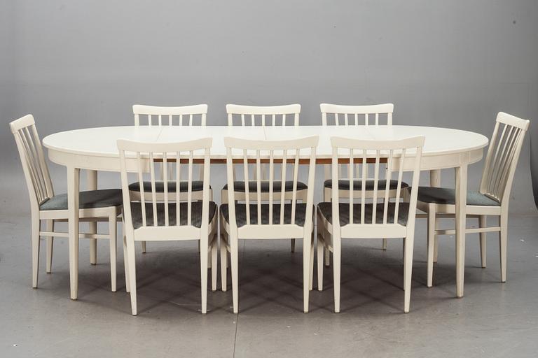 MATSALSMÖBLEMANG, 9 delar, "Herrgården", Carl Malmsten, Bodafors, märkta.