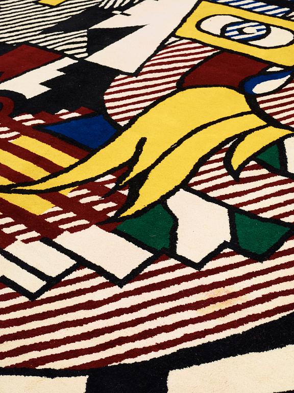 Roy Lichtenstein, TAPESTRY/CARPET. "Amerind Landscape". Knotted pile. 280 x 367 cm.  Signed LICHTENSTEIN © at the back.