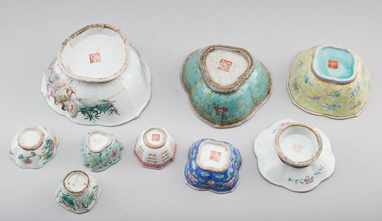 SKÅLAR, 9 st, porslin, Kina, 1800-/1900-tal.