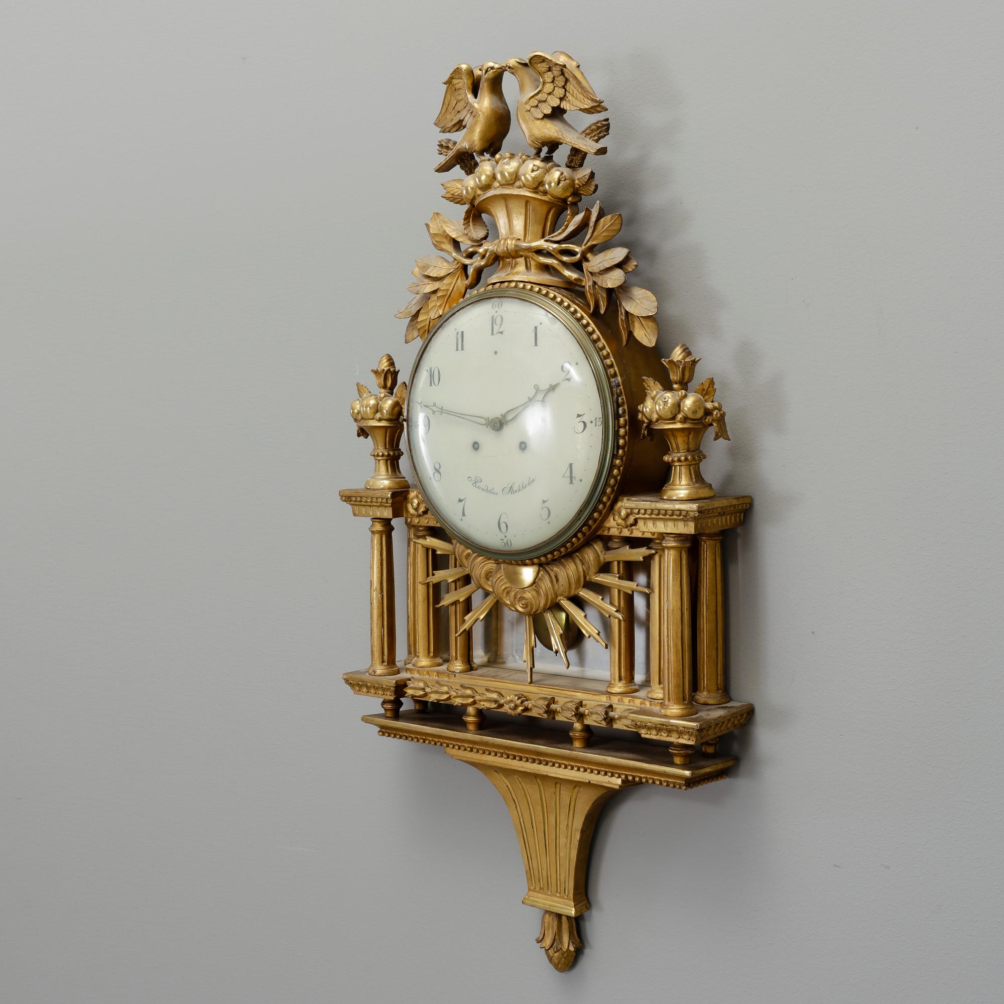 VÄGGPENDYL, gustaviansk, 1700-tal, urtavla märkt Anders Rundelius Stockholm.