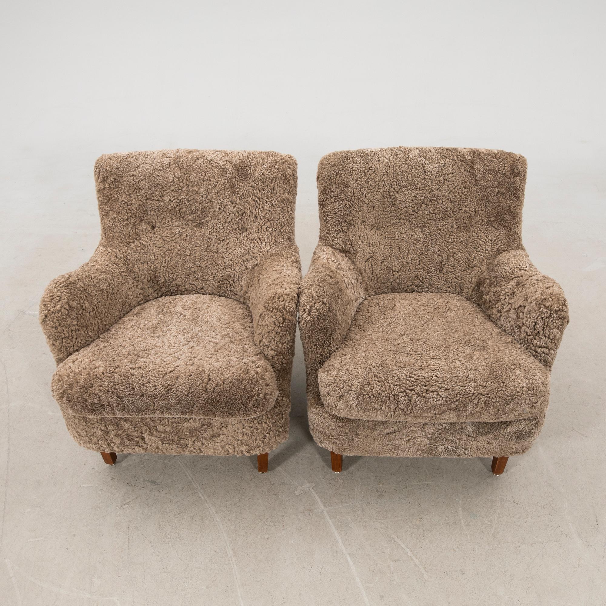 Armchairs, a pair from the 1940s.
