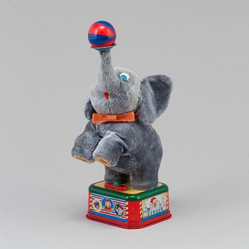 BATTERIDRIVEN LEKSAK, Battery Operated Circus Elephant, Nomura Toys, Japan, 1950-tal.