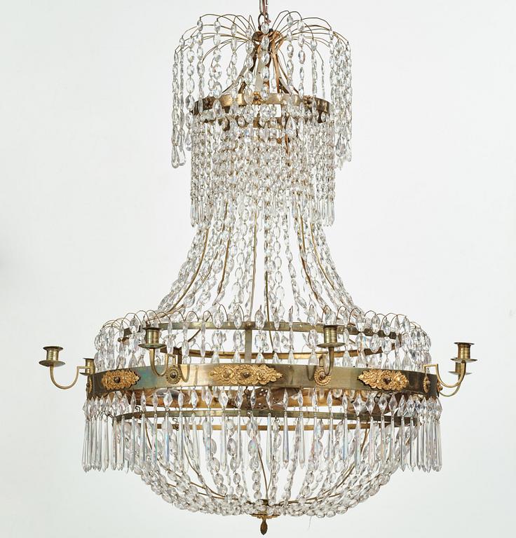 A Swedish late Empire  nine light chandelier first half 19th century.