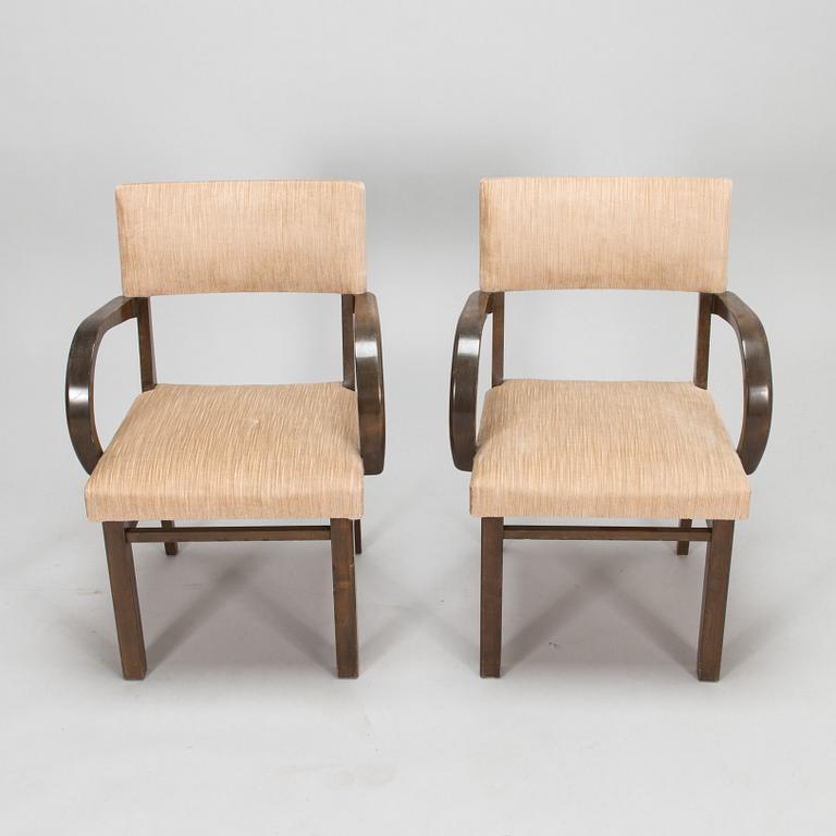 A pair of 1930's armchairs for HMN Huonekaluliike Mikko Nupponen Finland.