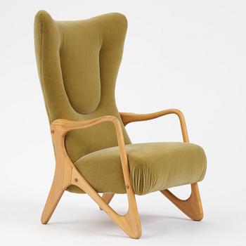 Jens Malling Pedersen, a rare "Pelican" high back easy chair, Dantos, Vejle, Denmark, 1950s.