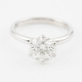 Ring, 18K white gold with a brilliant-cut diamond 1.73 ct, accompanied by GIA report.