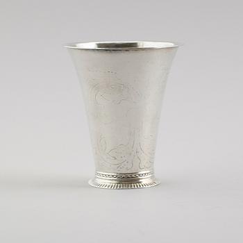 BÄGARE, silver, Henrik Nourin, Norrköping 1762. Vikt ca 41 gram.